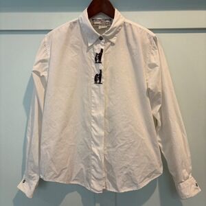 Southwest Canyon Shirt Women M White Western Horse Embroidered Button Equestrian